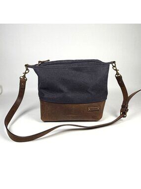 L.L.Bean Waxed Canvas Brown Distressed Leather Shoulder Bag Purse